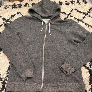 American Apparel Heather Gray Full-Zip Hoodie with Drawstring